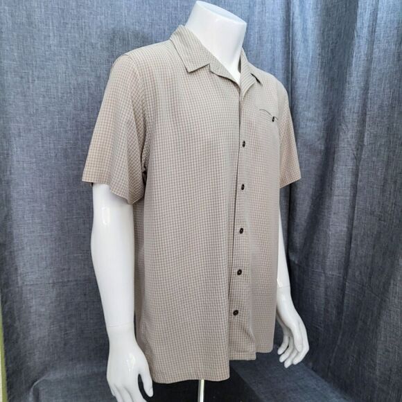Columbia Summer Outdoor Shirt Light Khaki Tan Plaid Men's M - Picture 1 of 8